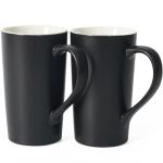 Set of 2 Large Black Ceramic Mugs