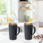 Set of 2 Large Black Ceramic Mugs