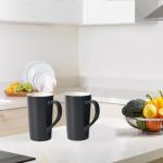 Set of 2 Large Black Ceramic Mugs