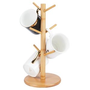 Bamboo Mug Holder with 6 Hooks for Display