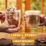 Double Walled Glass Coffee Mugs - Set of 2