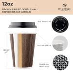 12 oz Insulated Disposable Coffee Cups with Lids