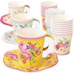 Vintage Floral Disposable Tea Cups & Saucer Set