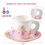 24 Disposable Paper Tea Cups with Plates