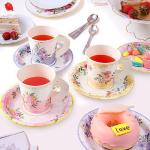 24 Disposable Paper Tea Cups with Plates