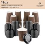 12 oz Insulated Disposable Coffee Cups with Lids