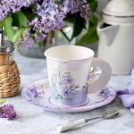 24 Disposable Paper Tea Cups with Plates