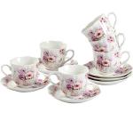 Floral Design Espresso Cups and Saucers Set