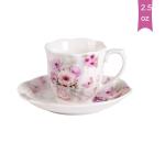 Floral Design Espresso Cups and Saucers Set