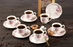 Floral Design Espresso Cups and Saucers Set