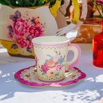 Vintage Floral Disposable Tea Cup & Saucer Set