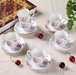 Floral Design Espresso Cups and Saucers Set