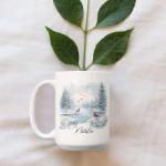 Personalized Winter Lake Coffee Mug for Nature Lovers