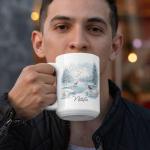 Personalized Winter Lake Coffee Mug for Nature Lovers