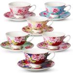 Floral Porcelain Tea Cup and Saucer Set of 6