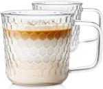 Aquach 16 Oz Clear Glass Coffee Mugs, 2-Pack