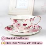 Floral Porcelain Tea Cup and Saucer Set of 6
