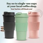 Plant-Based Reusable Coffee Cup 16oz - Sage Green