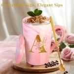 Personalized Ceramic Women Coffee Mug Tea Cup with Lid Heavy Pretty Large Pink Customized Cool Cute Women Birthday Christmas Gift for Her Wife Mother Day Grandma Girlfriend Friend Friendship Unique,A