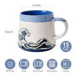 BICETTO 15oz Japanese Ukiyo-e Ceramic Coffee Mug