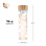 Pinky Up Blair Travel Tea Infuser Mug, Double Walled Insulated Travel Tumbler with Loose Leaf Tea Strainer, Travel Coffee Mug, Keeps Drinks Hot or Cold, 16 oz, White Leaf