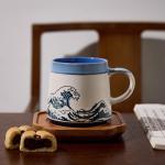 BICETTO 15oz Japanese Ukiyo-e Ceramic Coffee Mug