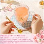 Personalized Gift for Women Cute Monogrammed Double Wall Glass Coffee Mug Tea Cup with Spoon Customized Birthday Valentine Mother's Day Christmas Gift for Mom Wife Friends Sister Coworker(Letter A)