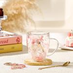 Personalized Gift for Women Cute Monogrammed Double Wall Glass Coffee Mug Tea Cup with Spoon Customized Birthday Valentine Mother's Day Christmas Gift for Mom Wife Friends Sister Coworker(Letter A)