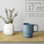 Bosmarlin Large Ceramic Stackable Coffee Mugs Set of 6, 17 Oz, Dishwasher and Microwave Safe (Blue, 17 Oz)