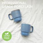 Bosmarlin Large Ceramic Stackable Coffee Mugs Set of 6, 17 Oz, Dishwasher and Microwave Safe (Blue, 17 Oz)