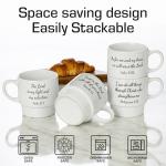Signature Housewares Stackable Coffee Mug Tower Set with Metal Wire Rack - 15 Ounce Coffee Mugs for Coffee, Tea, Cocoa, Milk, Cappuccino, Hot Chocolate Set of 4 - Inspirational Bible Verses
