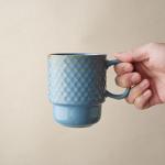 Bosmarlin Large Ceramic Stackable Coffee Mugs Set of 6, 17 Oz, Dishwasher and Microwave Safe (Blue, 17 Oz)