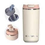 MingSphere Insulated Coffee Tumbler with Flip Lid, Double Wall Vacuum Stainless Steel, Keeps Hot 8 Hours/Cold 12 Hours, Leakproof Travel Mug, Wide Mouth (Lavender Purple, 12oz)