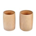 2PCS Unpainted Wooden Bamboo Tea Cup & Coffee Mug - Natural Wood - Camping & Travel - Gift Mug for Tea, Coffee, Wine, Beer or Hot Drinks
