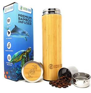 USA made ECO/EGO Organic Bamboo Tumbler for tea, fruit, coarse ground coffee.17 oz.(500ML) stainless steel and bamboo construction. Mesh filter/strainer included. Great for work or travel (17 oz.)