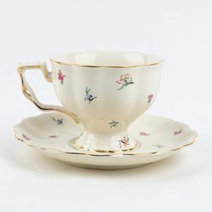 Tmore Porcelain Tea Cup and Saucer Sets Vintage Coffee Mug Morning Tea Cup with Gold Trim Elegant Floral British Tea Cups, 220ml Coffee Cup + Saucer + Teaspoon (Flower)