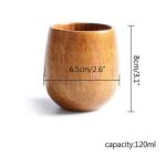Natural Wood Tea Cup Solid Wooden Mug for Tea Coffee Water Milk Juice Drinks, About 4 oz