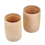 2PCS Unpainted Wooden Bamboo Tea Cup & Coffee Mug - Natural Wood - Camping & Travel - Gift Mug for Tea, Coffee, Wine, Beer or Hot Drinks