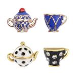 Opexicos 2Pcs Elegant Teacup Sweater Pendant Necklace Chain Tea Cup Pendant Retro Teapot Teacup Set Earrings