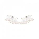 KARACA Retro Beige 6 Person Tea Set - 12 Piece Turkish Tea Cups and Saucers, Turkish Tea Glasses Set with Gold Decal Details