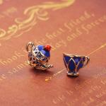 Opexicos 2Pcs Elegant Teacup Sweater Pendant Necklace Chain Tea Cup Pendant Retro Teapot Teacup Set Earrings