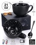 Taruzil Midnight Skull Coffee Mugs with Spoons, Halloween Christmas Birthday White Elephant Gifts for Adult Women Men Friends, Spooky Witchy Gag Fun Gifts Gothis Decor Novelty Tea Cups