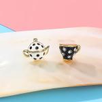 Opexicos 2Pcs Elegant Teacup Sweater Pendant Necklace Chain Tea Cup Pendant Retro Teapot Teacup Set Earrings