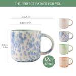 12 OZ Coffee Mugs Set of 4, Modern Ceramic Coffee Mugs Set with handle for Tea/Latte/Cappuccino/Milk/Cocoa.