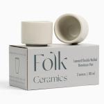 Folk Ceramics Leonard Ceramic Espresso Cups | Modern Stackable Demitasse Mugs for Espresso | Thick Walled, Handleless, Durable, Dishwasher & Microwave Safe | Set of 2, 3oz | Fog Grey