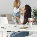 Bloom Valley Coffee Ceramic Mug Mother's Day Mug Porcelain Latte Tea Cup With Lid 17oz. MOM