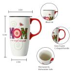 Bloom Valley Coffee Ceramic Mug Mother's Day Mug Porcelain Latte Tea Cup With Lid 17oz. MOM