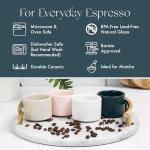 Folk Ceramics Leonard Ceramic Espresso Cups | Modern Stackable Demitasse Mugs for Espresso | Thick Walled, Handleless, Durable, Dishwasher & Microwave Safe | Set of 2, 3oz | Fog Grey