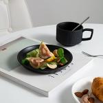 JinGlory Rock Texture Embossed Ceramic Coffee Set Tea Set,Cappuccino Espresso,Novelty Ceramic cup and Saucer for Friends/Women/Men/Mother/Father,6 oz,Black