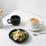 JinGlory Rock Texture Embossed Ceramic Coffee Set Tea Set,Cappuccino Espresso,Novelty Ceramic cup and Saucer for Friends/Women/Men/Mother/Father,6 oz,Black